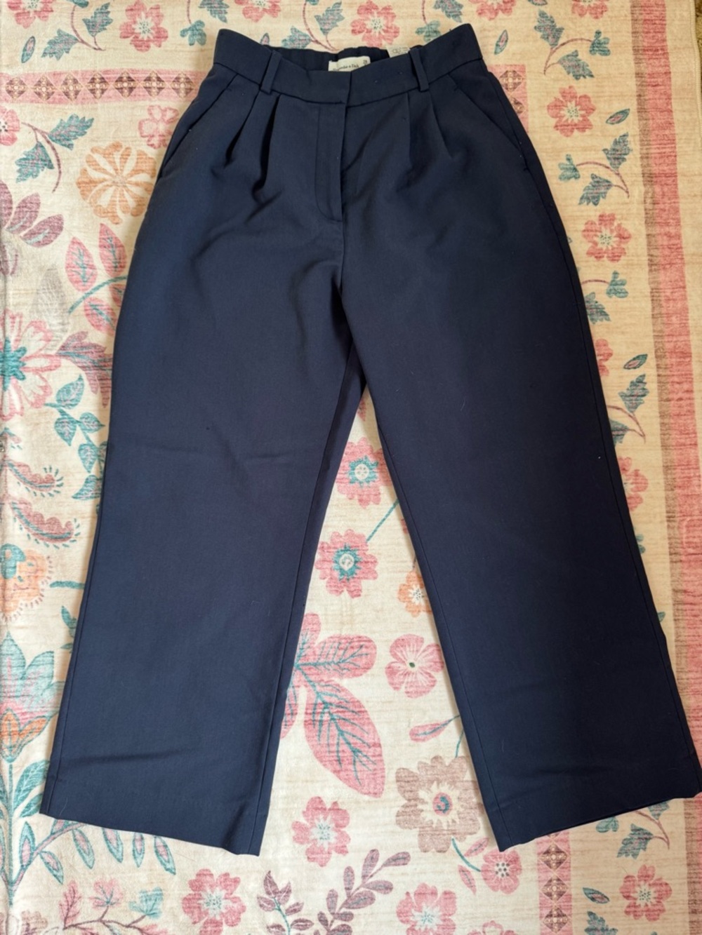 Abercrombie & Fitch Navy Wide-Leg Dress Pants